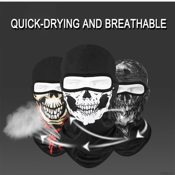 Tactical Skull Ghost Printed Full Face Mask Balaclava Halloween Ski Motorcycle - Picture 2 of 6